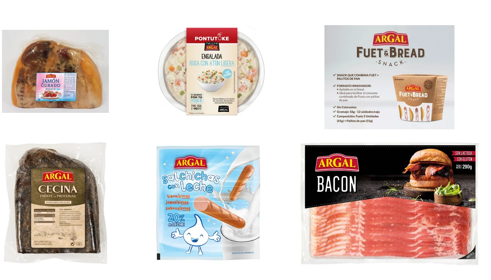 Argal food packaging selection including salad, cured meats and sausages